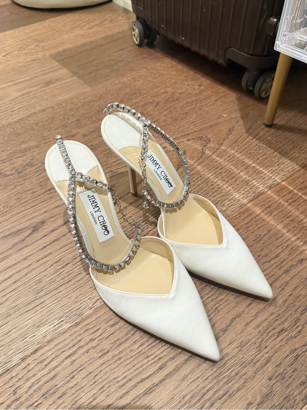 Jimmy Choo Ivory Satin Seada 100 Pumps